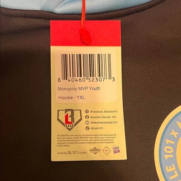Baseball Lifestyle 101 x Monopoly, Boys XL Hoodie, Black with Blue accents, NWT - Picture 2 of 13
